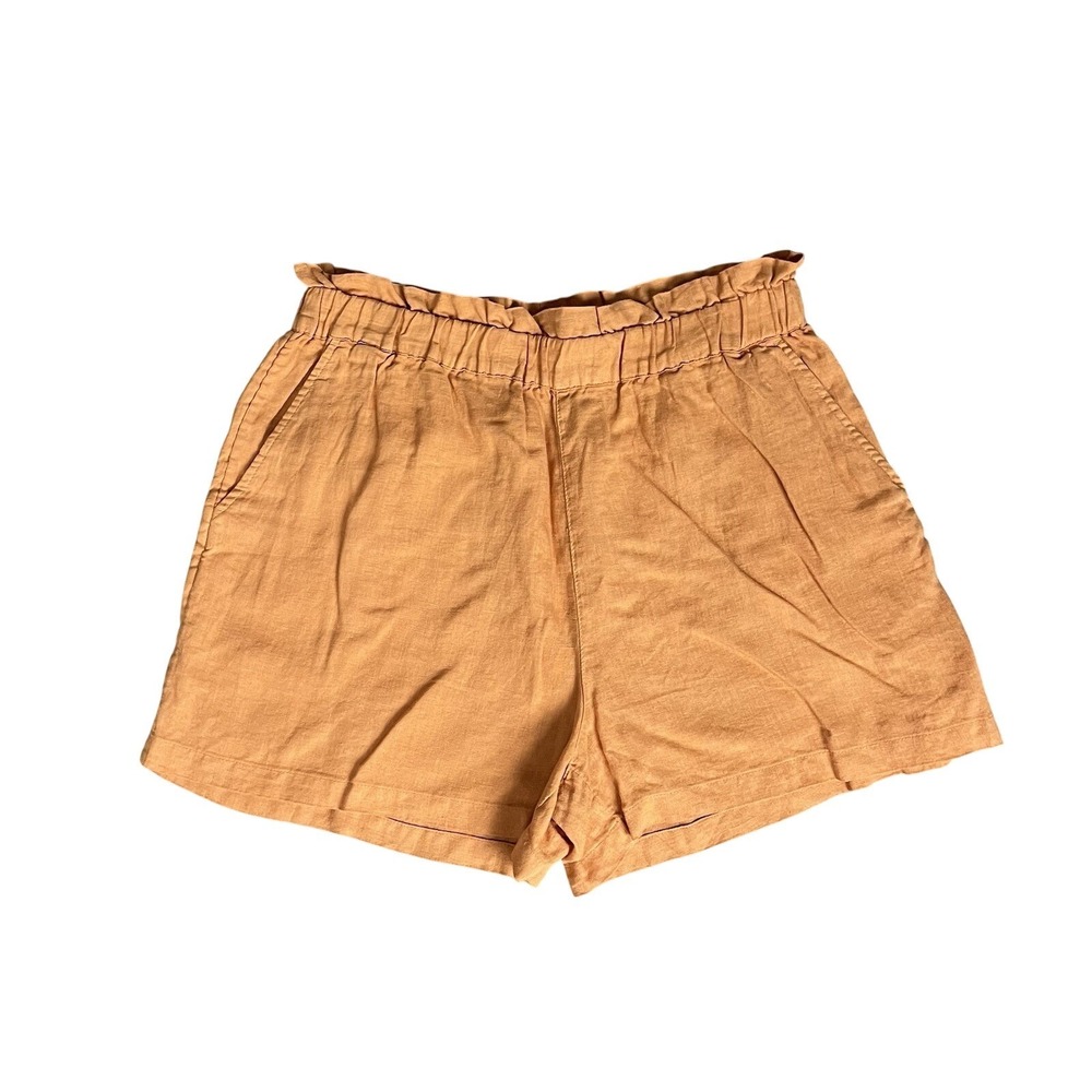 C&C California Shorts Womens Size L Orange Flat Front Pockets Linen Pull On